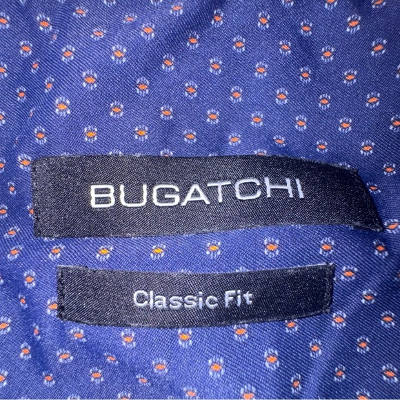 Bugatchi men's button down shirt. Blue with dotted design. NO SIZE TAG EUC - Picture 7 of 11